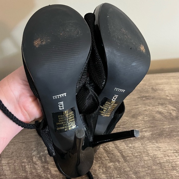 Bakers Black Tie stiletto High Heels Shoes Open Toe Formal Prom Hoco Sz 6.5 B - Picture 7 of 11